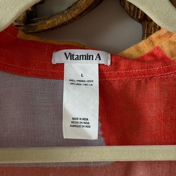 Vitamin A Multicolor Abstract Button-Down Shirt - Orange, Pink, Blue, Green - Picture 7 of 10